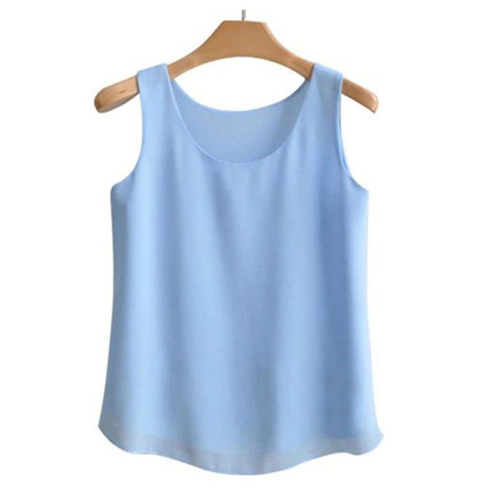Blue Chiffon Double Layer Top